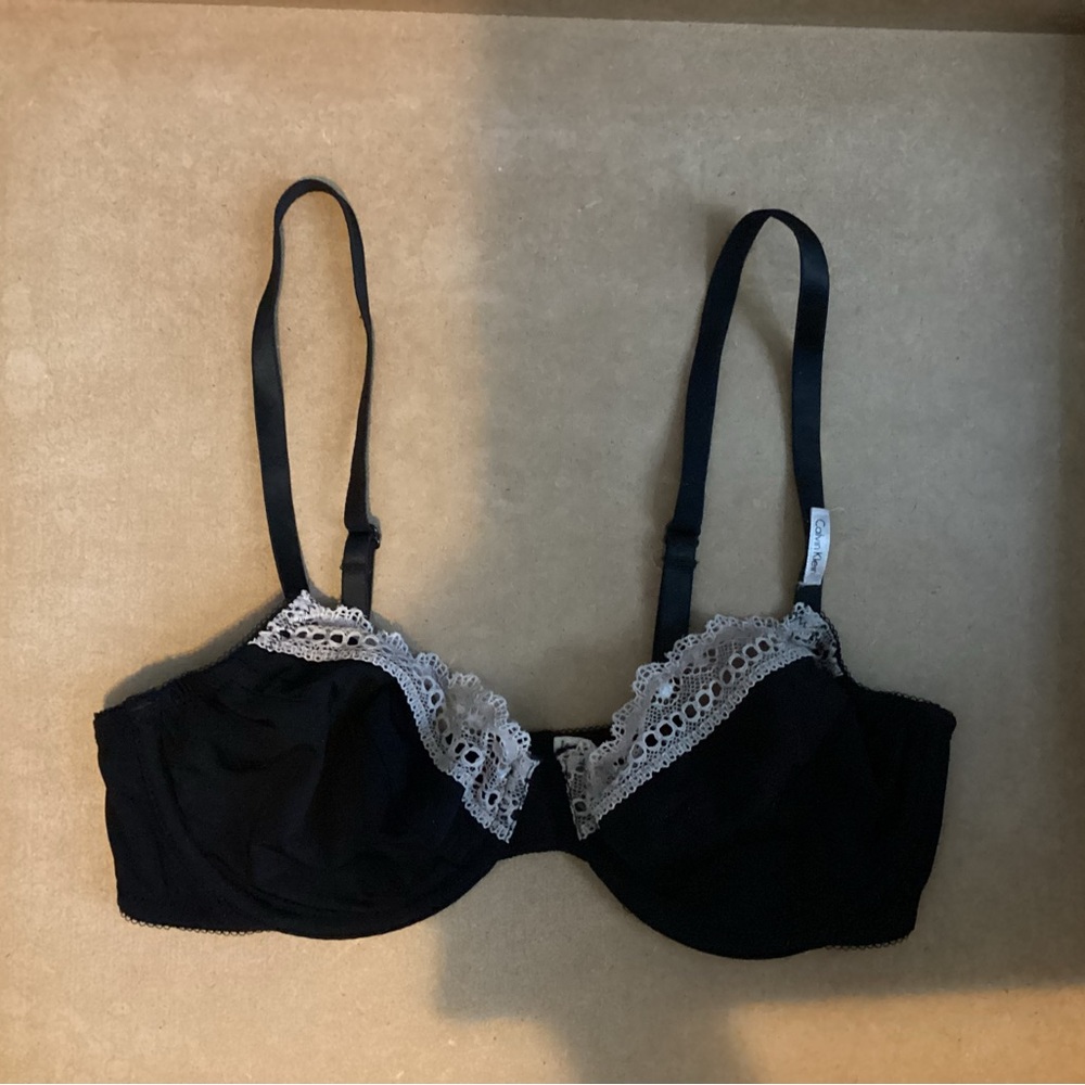 Calvin Klein Underwear Black and Cream Lace Bra